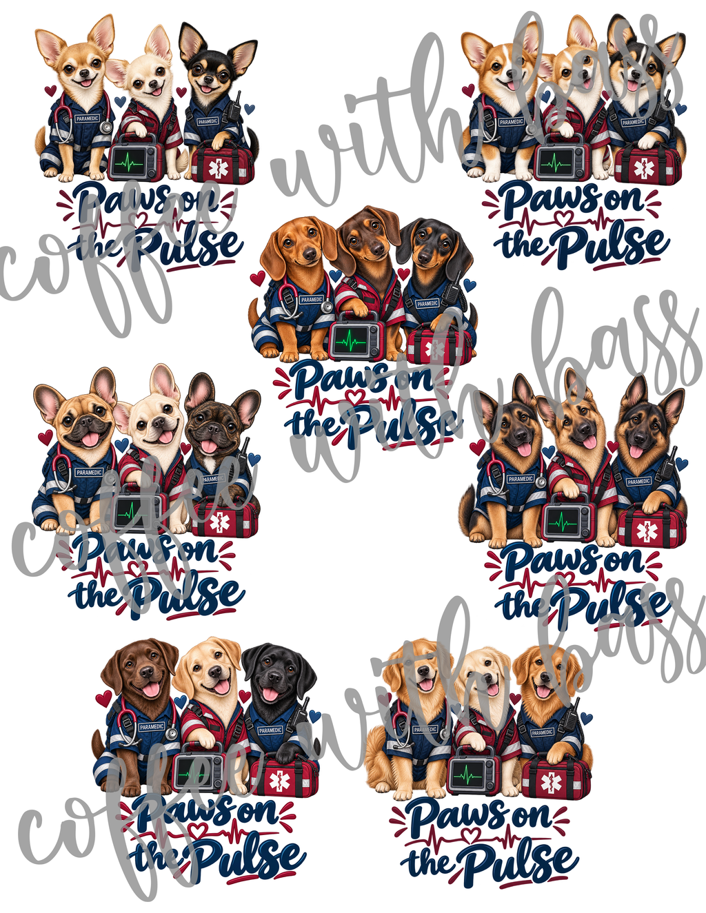 Paws on Duty – Medical & First Responder Dog PNG Bundle | 35 Designs