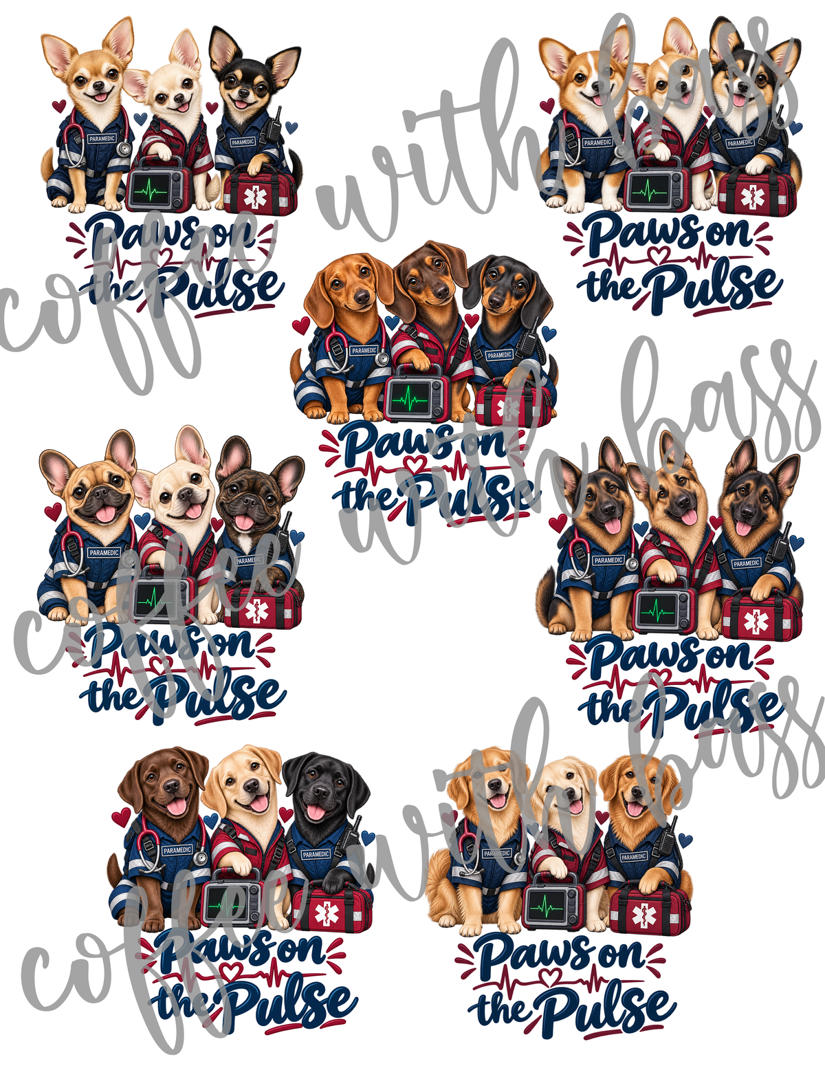 Paws on Duty – Medical & First Responder Dog PNG Bundle | 35 Designs