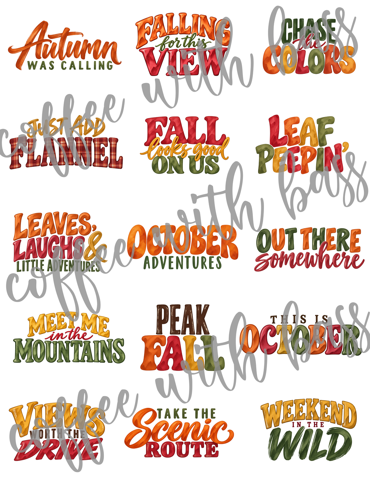Chasing Fall Titles | 15 Autumn Scrapbook Word Art PNGs