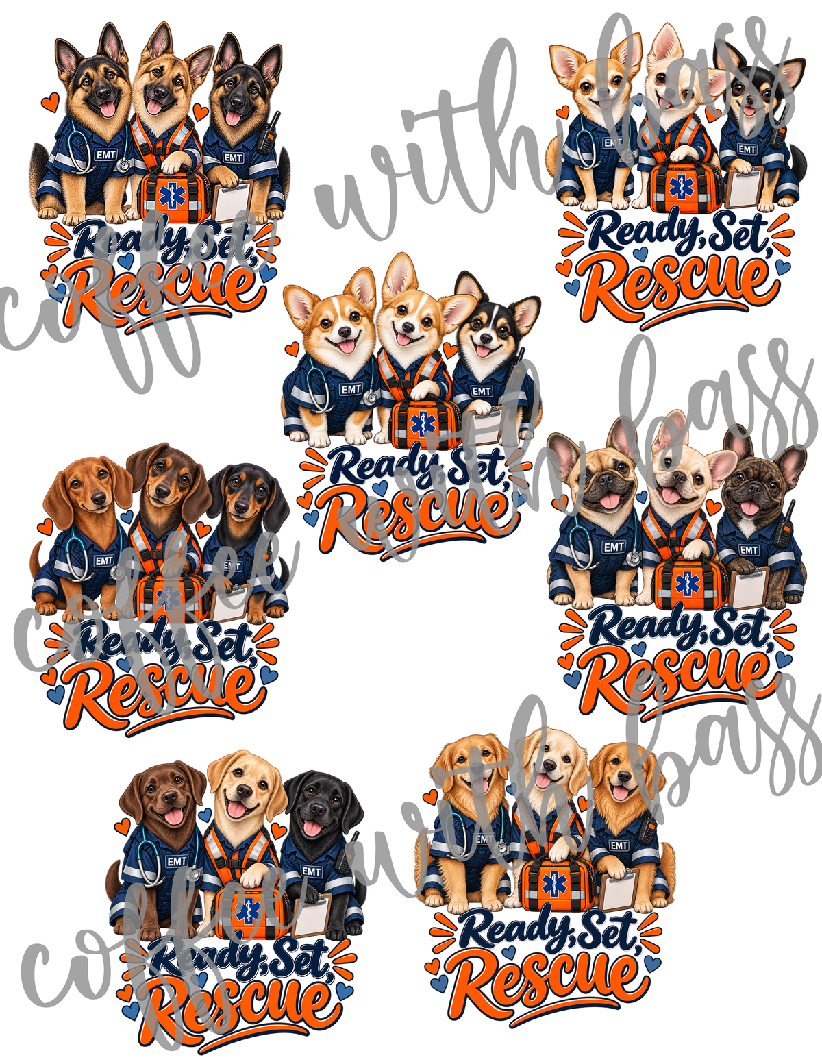 Paws on Duty – Medical & First Responder Dog PNG Bundle | 35 Designs