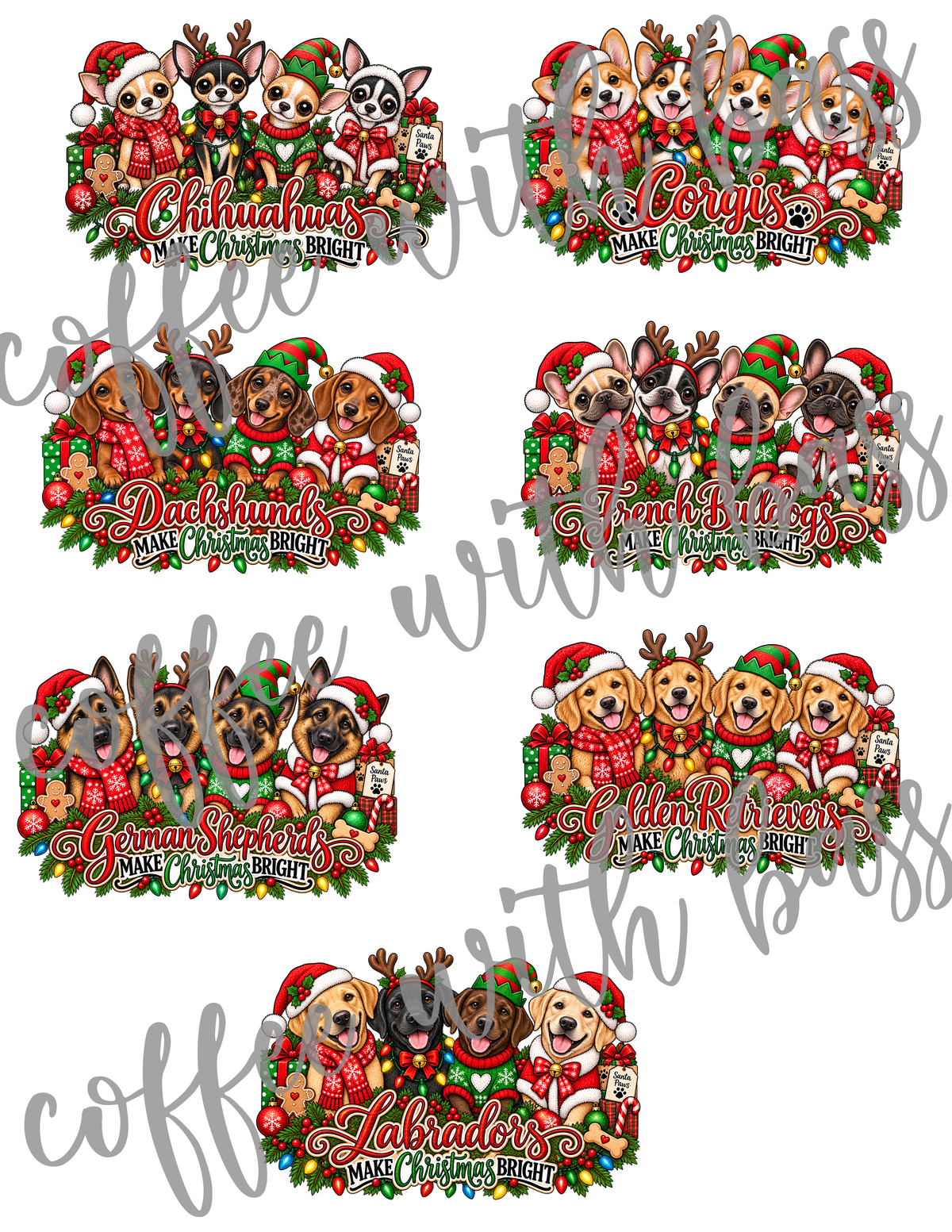 Paws Through the Holidays | 28 Dog PNG Designs